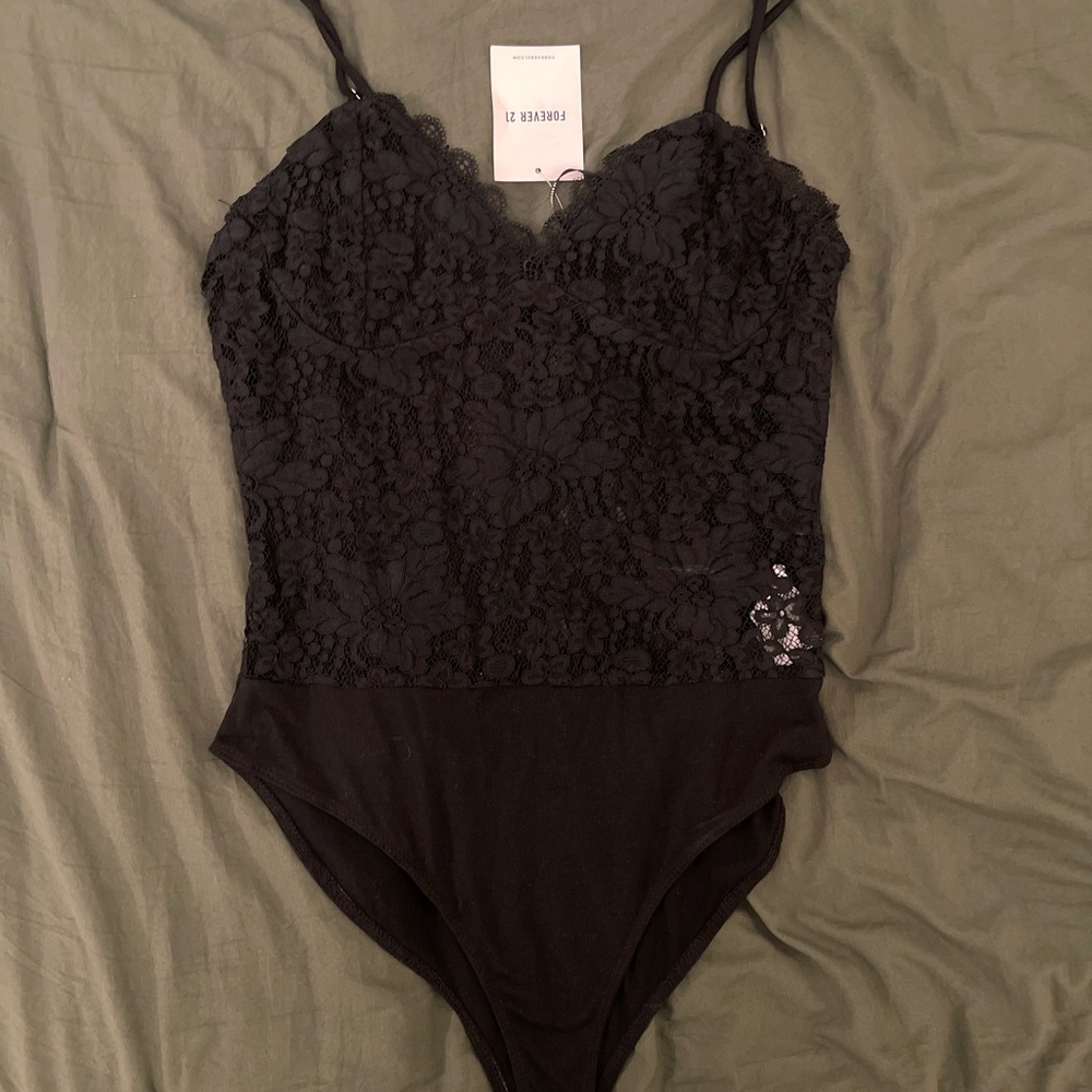 Forever 21 Black Floral Lace Top